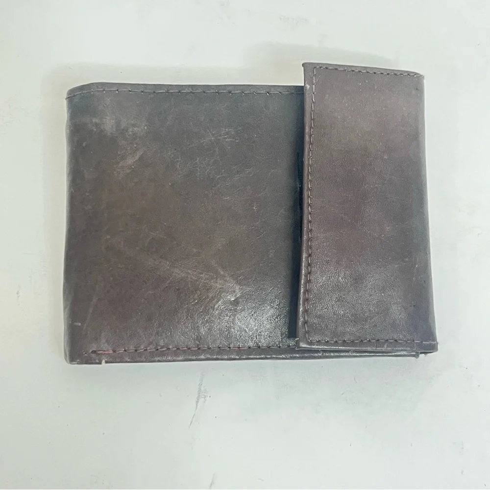 Hand Crafted Genuine Leather Mens Wallet Slim Trifold Wallets With ID Window
